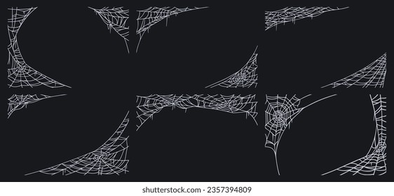 Spider web set for cards and background for Halloween october holidays