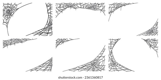 Spider web set for cards and background for Halloween october holidays