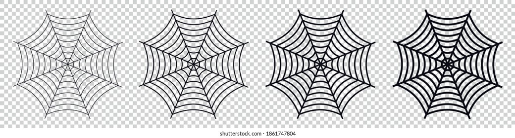 Spider Web Set - Different Vector Illustrations - Isolated On Transparent Background