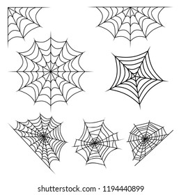 Spider web set halloween design isolated on white background
