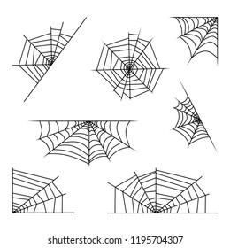 Spider web set halloween design isolated on white background
