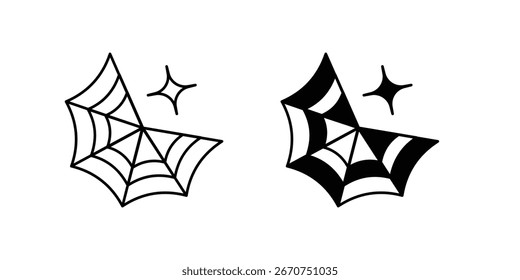 Icono de conjunto de Web de araña con fondo blanco Vector Ilustración de stock