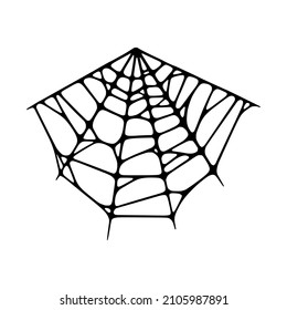 Spinnennetz-Set einzeln auf weißem Hintergrund. Gruseliges Halloweencobweb. Handgezeichnete Vektorgrafik