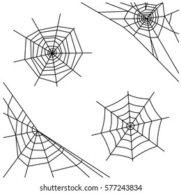 Spider web set isolated on white background. Vector illustration