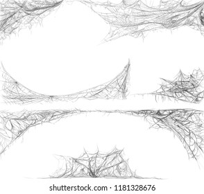 Spider web set on white background. Cobweb elements design. Vector illustration 