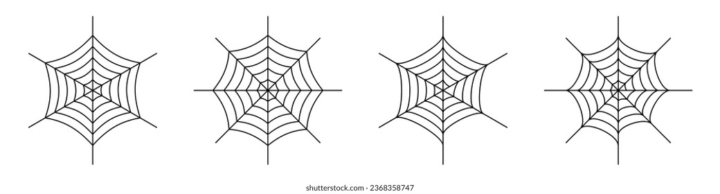 Spider web set. Vector clipart for Halloween. 