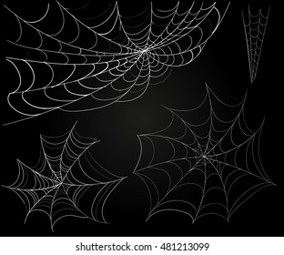 Spider web set. Vector illustration collection objects for halloween