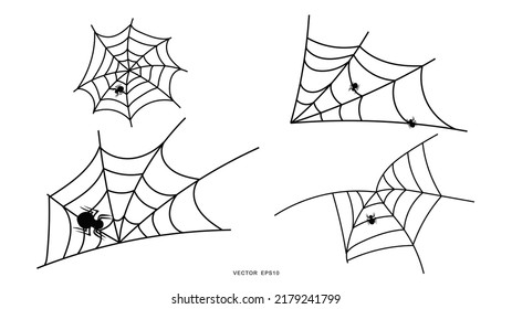 Spider web set vector ,isolated on white background , illustration EPS 10 