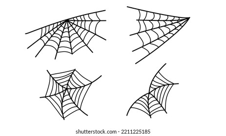 Spider web set vector ,isolated on white background , illustration EPS 10 