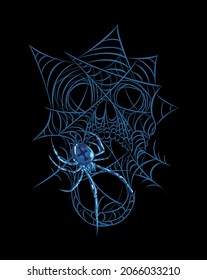 Spider in a spider web in the shape of a skull