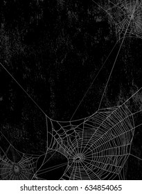 Spider web silhouette against black shabby wall - halloween theme vertical grunge background