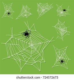 Spider web silhouette arachnid fear graphic flat scary animal design nature insect danger horror halloween vector icon.