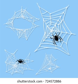 Spider web silhouette arachnid fear graphic flat scary animal design nature insect danger horror halloween vector icon.