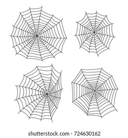 Spider web silhouette arachnid fear graphic flat scary animal design nature insect danger horror vector icon.