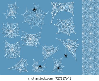 Spider web silhouette arachnid fear graphic flat scary animal design nature insect danger horror halloween vector icon.