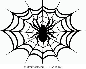 Spider and Web Silhouette Design