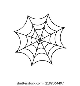 Spider web silhouette for Halloween design in cute cartoon style.
