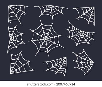 Spider web silhouette hanging for Halloween banner decorations. isolated on the background