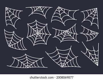 Spider web silhouette hanging for Halloween banner decorations. isolated on the background