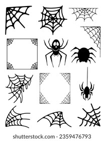 Spider Web Silhouette Set With Black Color