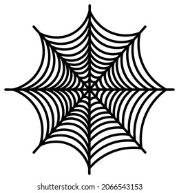 Spider web. Silhouette. Vector illustration. A sticky victim trap. Intricate network. Hunter's ambush. Thin thread. Halloween symbol. White isolated background. All Saints' Day. Idea for web design.