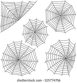 Spider web silhouette vector set