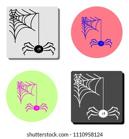 Spider web. simple flat vector icon illustration on four different color backgrounds