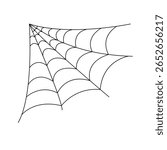 Spider web simple hand drawn outline vector illustration of doodle fancy Halloween scary decor element, cobweb clipart perfect for Halloween party design, cartoon spooky character