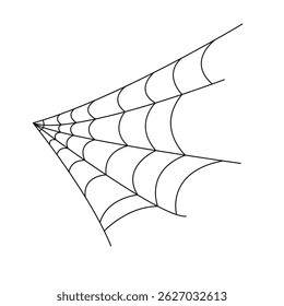 Spider web simple hand drawn outline vector illustration of doodle fancy Halloween scary decor element, cobweb clipart perfect for Halloween party design, cartoon spooky character