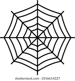 spider web simple vector line art. minimalistic design style.