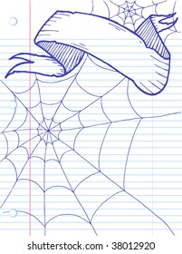 Spider web sketch with banner