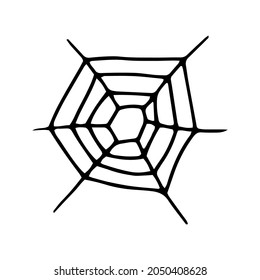 Spider web sketch for Halloween. Vector element for design.