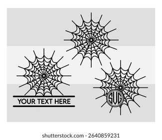 Spider Web, Spiderweb Silhouette, Spooky, Cobweb, Spiderweb, Corner Cobweb, Spider Web Outline,
Vector, Silhouette, Eps, Spider Web Monogram, Split Monogram, Circle Monogram