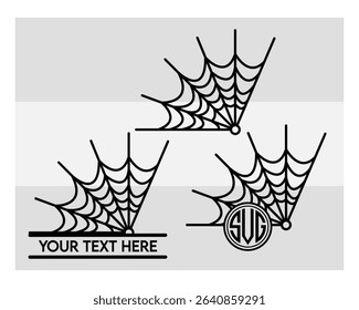 Spider Web, Spiderweb Silhouette, Spooky, Cobweb, Spiderweb, Corner Cobweb, Spider Web Outline,
Vector, Silhouette, Eps, Spider Web Monogram, Split Monogram, Circle Monogram