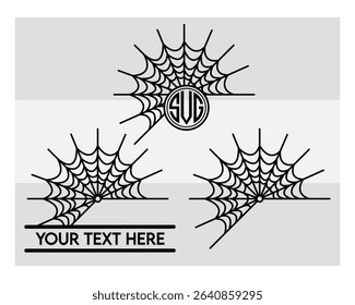 Spider Web, Spiderweb Silhouette, Spooky, Cobweb, Spiderweb, Corner Cobweb, Spider Web Outline,
Vector, Silhouette, Eps, Spider Web Monogram, Split Monogram, Circle Monogram
