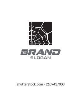 Spider web in square logo design template