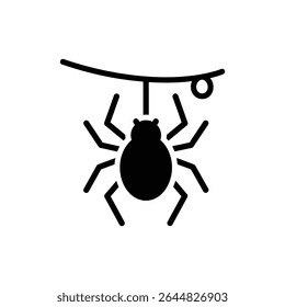 Spider with Web String Intricate Insect Silhouette Icon