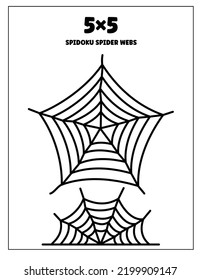 Spider web sudoku for SPIDOKU Halloween Puzzles. Five sections and Five rings.