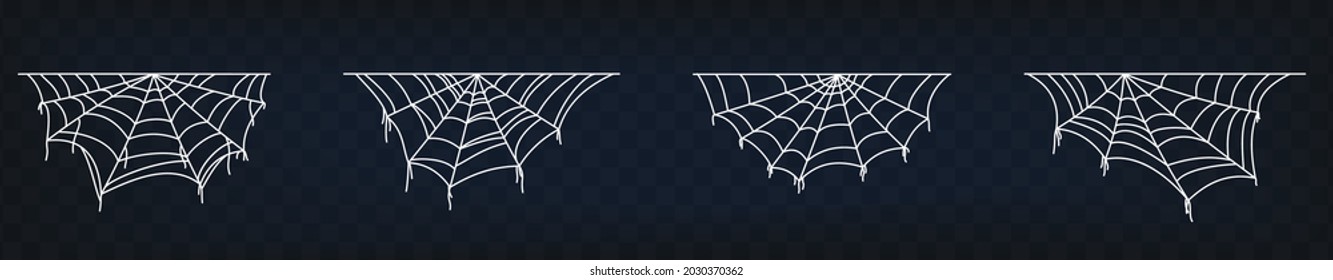 Spider Web Symbols, Realistic Spiderweb On Black Isolated Background. Applicable As Halloween Tattoo, Halloween Decor Or Banner. Spider Web Collection. Vector Illustration