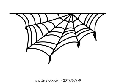 Spider web symbols, realistic spiderweb. Applicable as halloween tattoo, halloween decor or banner. Spider web on white isolated background. Vector illustration