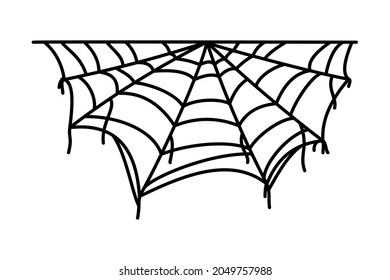 Spider web symbols, realistic spiderweb. Applicable as halloween tattoo, halloween decor or banner. Spider web on white isolated background. Vector illustration
