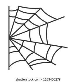 Spider web thin line icon. Cobweb vector isolated on white linear symbol with different stroke width. Spiderweb black outline sign halloween. Editable stroke icon without fill Simple graphic pictogram
