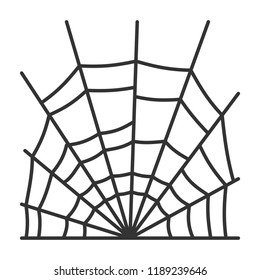 Spider web thin line icon. Cobweb vector isolated on white linear symbol with different stroke width. Spiderweb black outline sign halloween. Editable stroke icon without fill Simple graphic pictogram