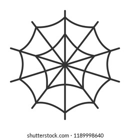 Spider web thin line icon. Cobweb vector isolated on white linear symbol with different stroke width. Spiderweb black outline sign halloween. Editable stroke icon without fill Simple graphic pictogram