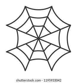 Spider web thin line icon. Cobweb vector isolated on white linear symbol with different stroke width. Spiderweb black outline sign halloween. Editable stroke icon without fill Simple graphic pictogram