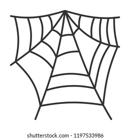 Spider web thin line icon. Cobweb vector isolated on white linear symbol with different stroke width. Spiderweb black outline sign halloween. Editable stroke icon without fill Simple graphic pictogram