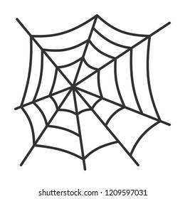 Spider web thin line icon. Cobweb vector linear symbol isolated on white background. Spiderweb black outline sign of halloween. Editable stroke icon without fill. Simple graphic pictogram