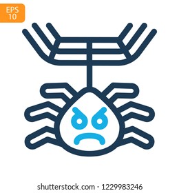 Spider web thin line icon. Cobweb vector isolated on white linear symbol with different stroke width. Spiderweb black outline sign halloween. Editable stroke icon without fill Simple graphic pictogram