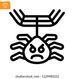 Spider web thin line icon. Cobweb vector isolated on white linear symbol with different stroke width. Spiderweb black outline sign halloween. Editable stroke icon without fill Simple graphic pictogram