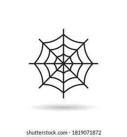 Icono de línea delgada de la web araña. La telaraña aislada de fondo blanco. Icono de la araña. Ilustración vectorial.